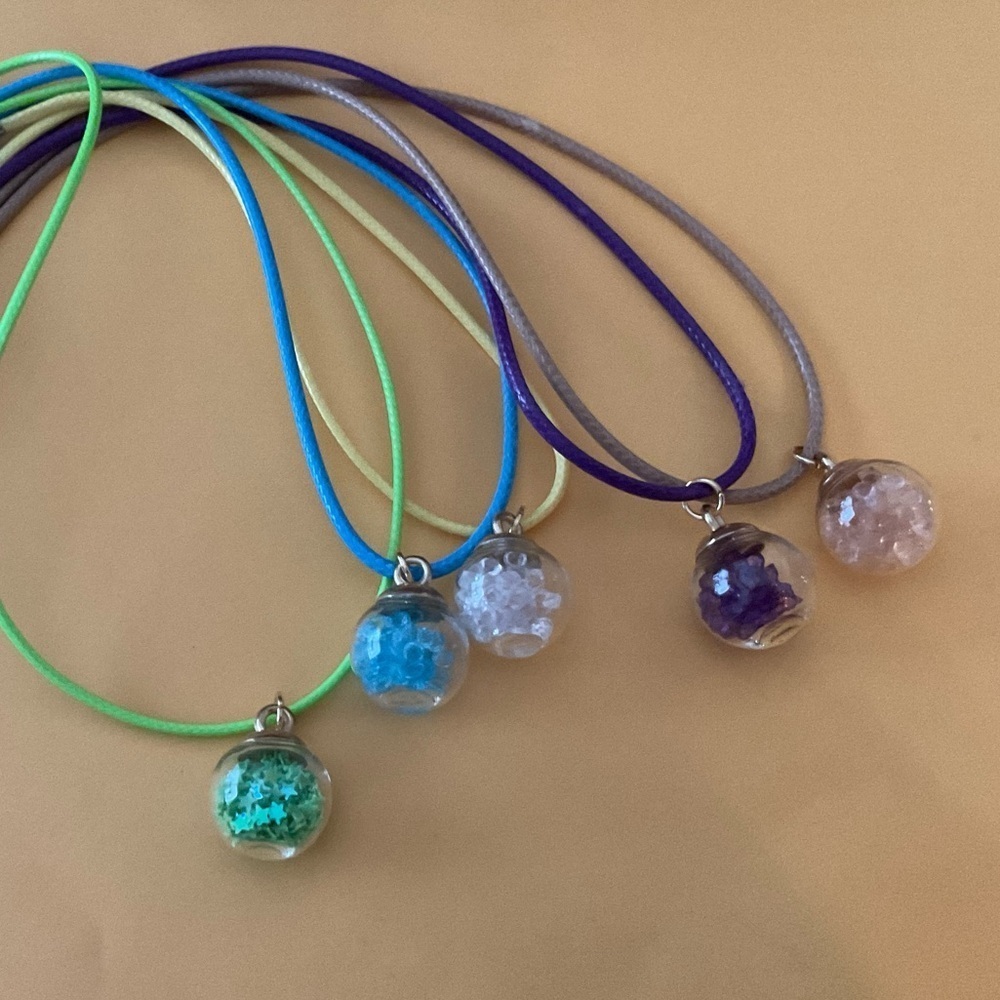 Beautiful glass globe pendants, Set of five, 22”